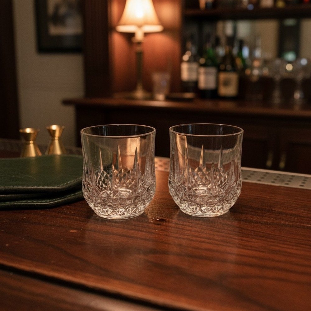 Cristal d'Arques Longchamp Double Old Fashioned Glasses, Set of 2, Cut Crystal